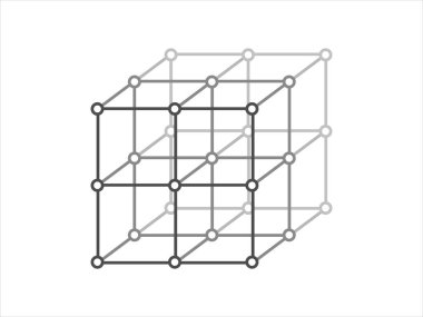 Volumetric Crystal lattice. The position of atoms in a crystal. Vector illustration. clipart