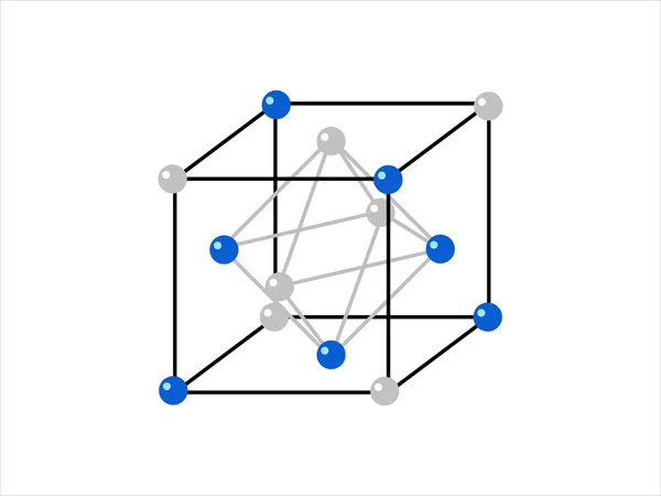 Rede Cristal Volumétrica Posição Dos Átomos Num Cristal Ilustração Vetorial — Vetor de Stock