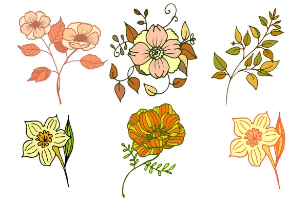Eine Reihe Farbiger Vektorblumen — Stockfoto