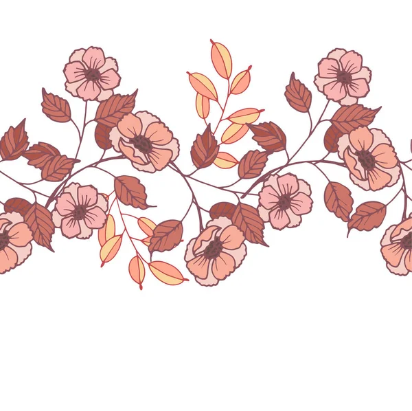 ピンクの花のベクトルボーダーブラシ — ストック写真