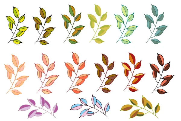 Renkli vektör yaprakları kümesi