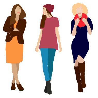 vektör düz karakter stil kızları kümesi