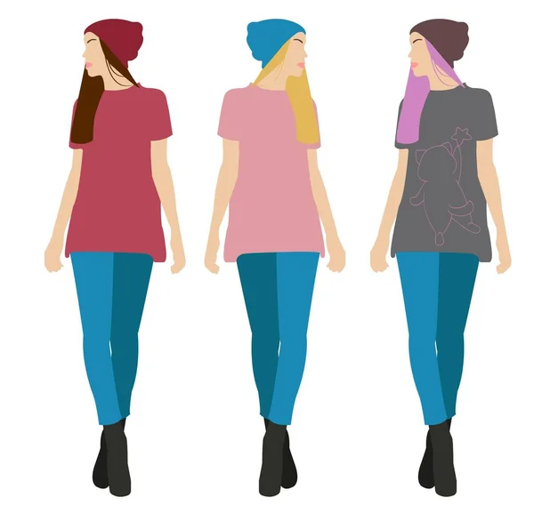 vektör düz karakter stil kızları kümesi