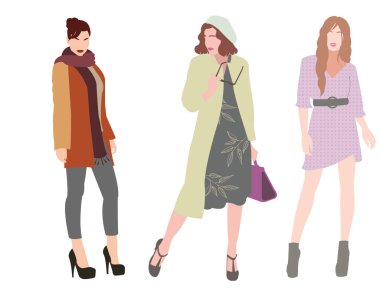 vektör düz karakter stil kızları kümesi