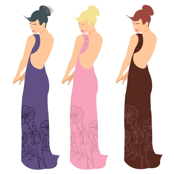 Vector Flat Character Stylish Girls Set — Stock Photo, Image