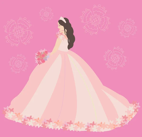 ドレスを着たフラットガールの花嫁のイラスト — ストック写真