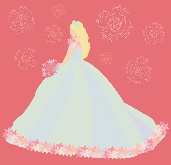 Illustration Einer Flachen Braut Einem Kleid — Stockfoto