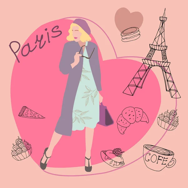 Ilustração Vetorial Uma Menina Paris — Fotografia de Stock