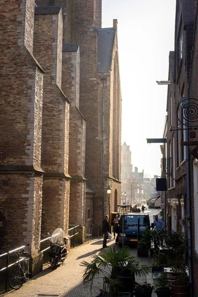 Narrow Alley Next Church Delft Netherlands — Stock Photo, Image