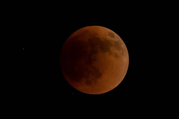 Luna Arancione Durante Eclissi Lunare Piena Immagine Stock