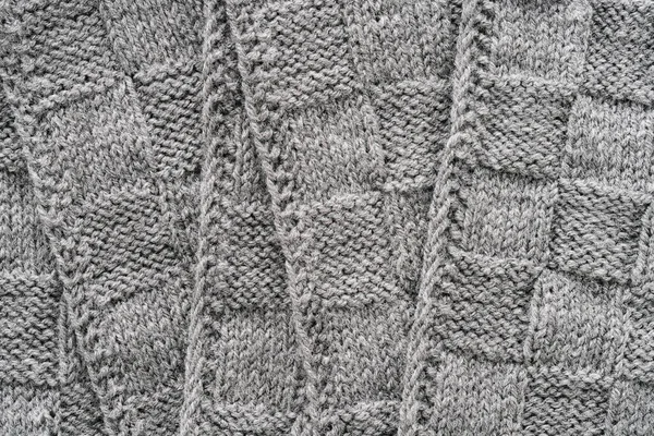 Gris laine motif texture fond. Tricots faits à la main. — Photo