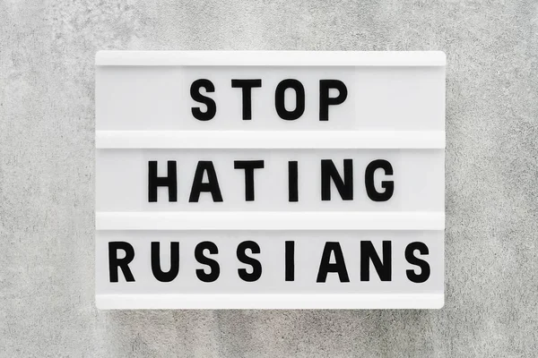 Stop Hating Russians background. Top view