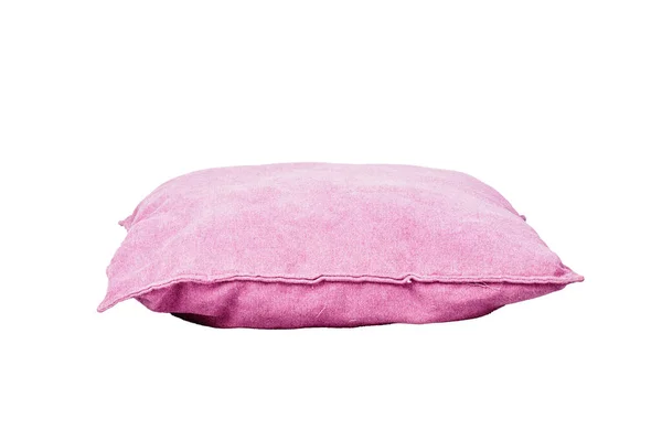 Beyaz yastığın güzel bir üç yapraklı tasarımı ve güzel pembe bir arka planı olan bir fotoğrafı..