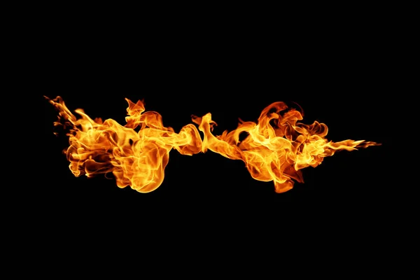 Fire Flames Collection Isolated Black Background — Stock Photo, Image