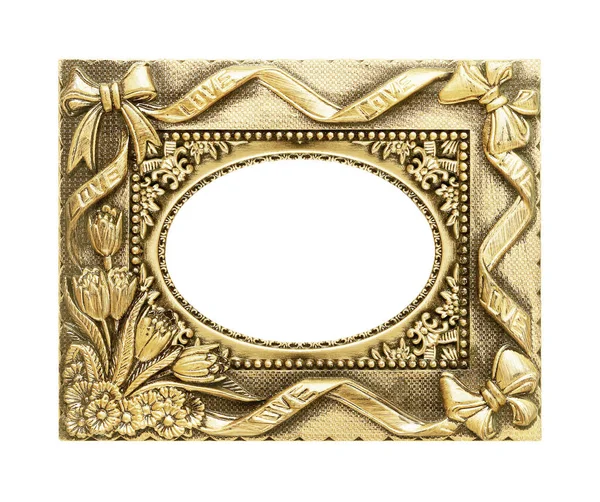 Antik Goldener Rahmen Isoliert Auf Weißem Hintergrund — Stockfoto