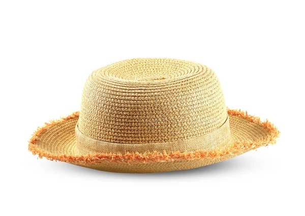 Bonito Sombrero Paja Aislado Sobre Fondo Blanco —  Fotos de Stock