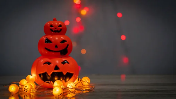 Crânio Abóbora Luzes Noturnas Assustadoras Decorações Halloween — Fotografia de Stock