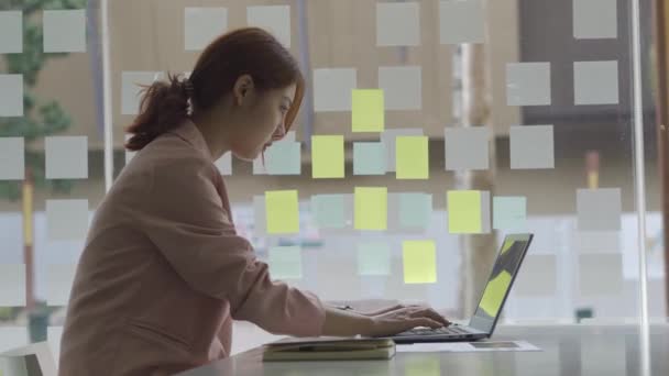 Bir Kahve Dükkanında Dizüstü Bilgisayarla Çalışan Genç Bir Kadın Finans — Stok video