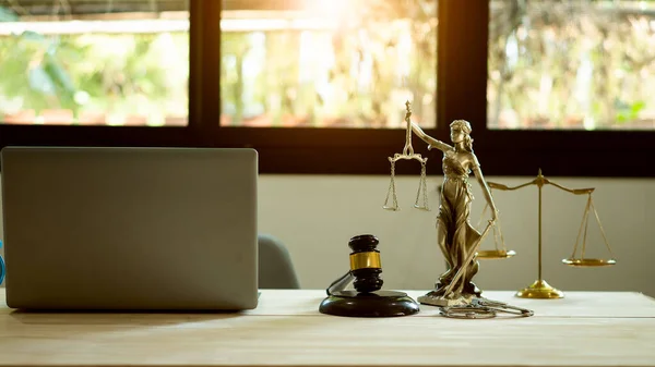 Goddess Injustice Hammer Judge Hammer Symbol Concept Scale Justice Law — Stock Photo, Image