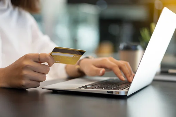 online shopping ideas with credit card Woman filling out credit card information to pay for products via website Credit cards can be used to pay for goods and services online.