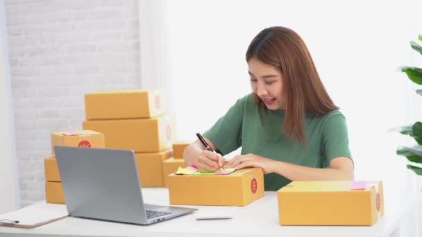 Young Asian Businesses Start Online Business Idea Sme Young Women — ストック動画