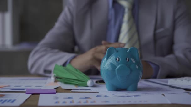 Piggy Bank Protection Concept Financial Insurance Safe Investment — Stockvideo