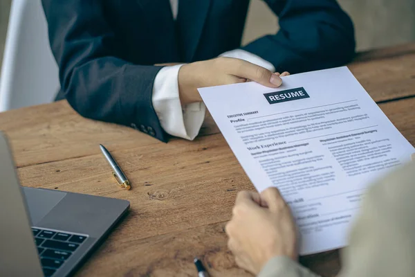 Successful Good Interviewhr Checks Job Applicants Resumes Concept Hiring Business — Stock Photo, Image
