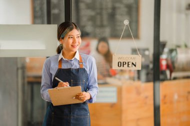 small entrepreneur start home business by arranging goods with yellow parcel box sme business idea