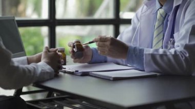 Patients consult with their doctors about mental health issues in health centers. With depression and anxiety, talk to a psychiatrist. concept of mental health problems