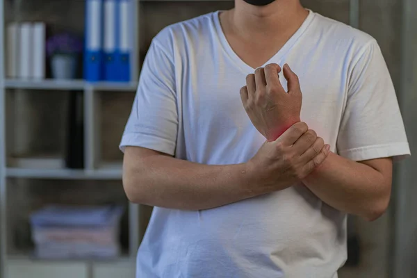Man Holding His Wrist Close Concept Poor Physical Condition Joint — Stock Photo, Image