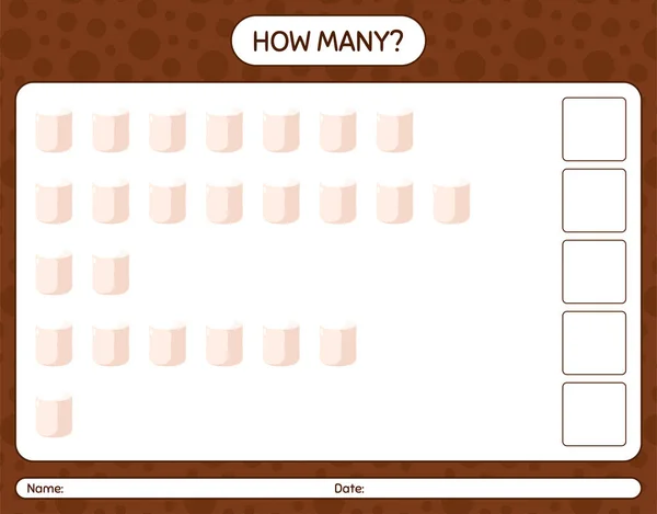 Hur Många Räkna Spel Med Marshmallow Kalkylblad För Förskolebarn Aktivitetsblad — Stock vektor