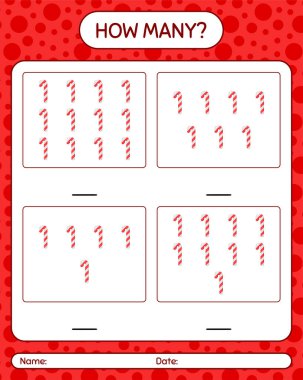 Kaç tane şeker kamışlı sayma oyunu. Anaokulu öğrencilerinin çalışma listesi, çocukların faaliyet listesi.