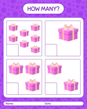 Hediye kutusu olan kaç tane sayma oyunu var? Anaokulu öğrencilerinin çalışma listesi, çocukların faaliyet listesi.
