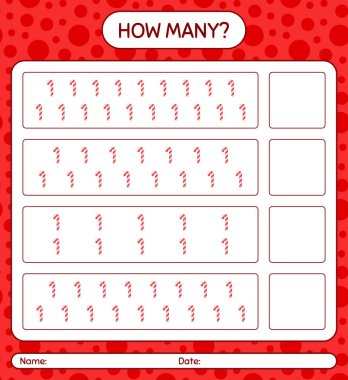 Kaç tane şeker kamışlı sayma oyunu. Anaokulu öğrencilerinin çalışma listesi, çocukların faaliyet listesi.