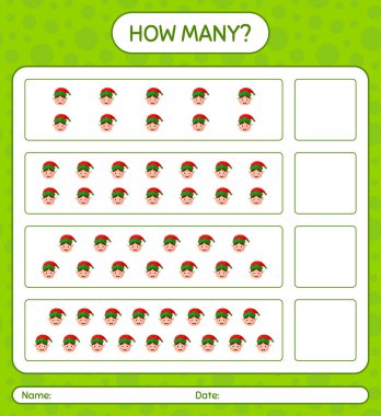 Elf 'le kaç tane sayma oyunu var? Anaokulu öğrencilerinin çalışma listesi, çocukların faaliyet listesi.