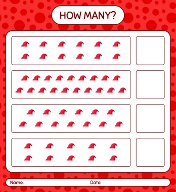 Noel Baba şapkalı kaç tane sayma oyunu var? Anaokulu öğrencilerinin çalışma listesi, çocukların faaliyet listesi.