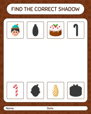 Noel ikonu ile doğru gölgeler oyununu bul. Anaokulu öğrencilerinin çalışma listesi, çocukların faaliyet listesi.