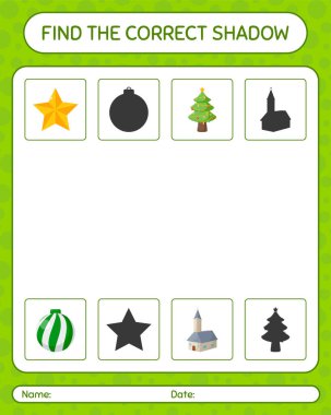 Noel ikonu ile doğru gölgeler oyununu bul. Anaokulu öğrencilerinin çalışma listesi, çocukların faaliyet listesi.
