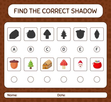 Noel ikonu ile doğru gölgeler oyununu bul. Anaokulu öğrencilerinin çalışma listesi, çocukların faaliyet listesi.