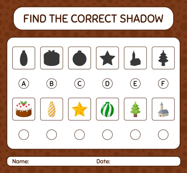 Noel ikonu ile doğru gölgeler oyununu bul. Anaokulu öğrencilerinin çalışma listesi, çocukların faaliyet listesi.