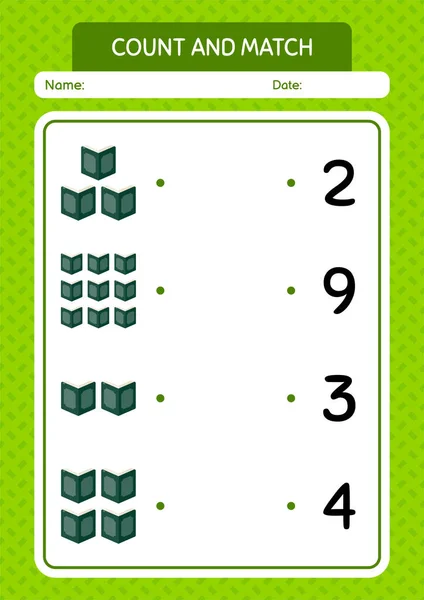 Compter Match Match Avec Coran Feuille Travail Pour Enfants Âge — Image vectorielle