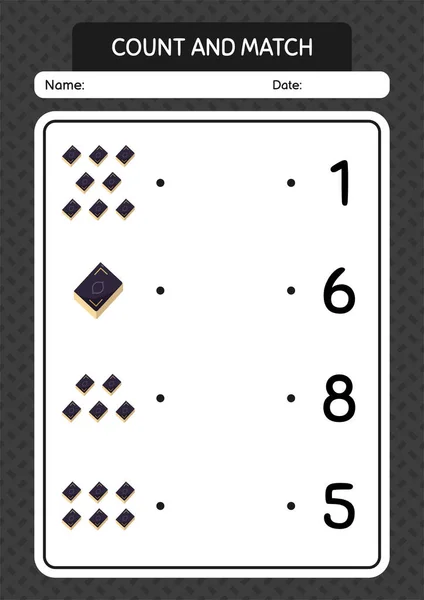 Contar Combinar Jogo Com Alcorão Planilha Para Crianças Pré Escolares — Vetor de Stock