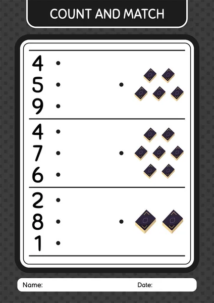 Compter Match Match Avec Coran Feuille Travail Pour Enfants Âge — Image vectorielle