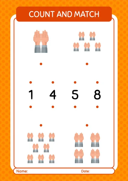 Zählen Und Spiel Mit Dem Gebet Arbeitsblatt Für Vorschulkinder Arbeitsblatt — Stockvektor