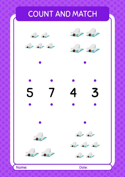 Räkna Och Matcha Spel Med Kalkylblad För Förskolebarn Aktivitetsblad För — Stock vektor