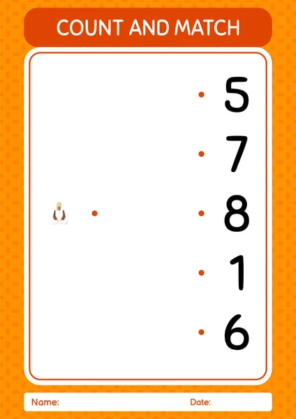 Contar Combinar Jogo Com Árabe Planilha Para Crianças Pré Escolares — Vetor de Stock
