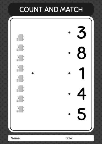 Compter Match Jeu Avec Théière Arabe Feuille Travail Pour Enfants — Image vectorielle