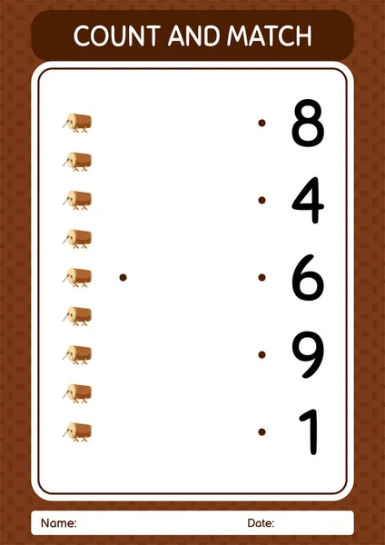 Count Match Game Bedug Drum Worksheet Preschool Kids Kids Activity — Stock Vector