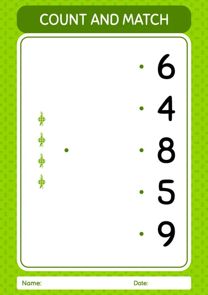 Count Match Game Ketupat Worksheet Preschool Kids Kids Activity Sheet — Stock Vector