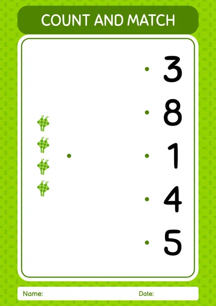 Count Match Game Ketupat Worksheet Preschool Kids Kids Activity Sheet — Stock Vector